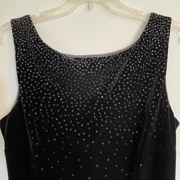 Robbie Bee Velvet Dress Black Size 14 Rhinestone Sleeveless - Picture 1 of 8
